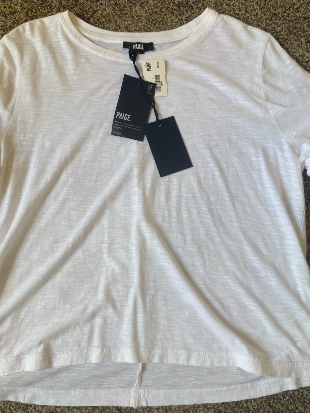 NWT PAIGE Deena top ladies  Classic White Crew Neck Shirt